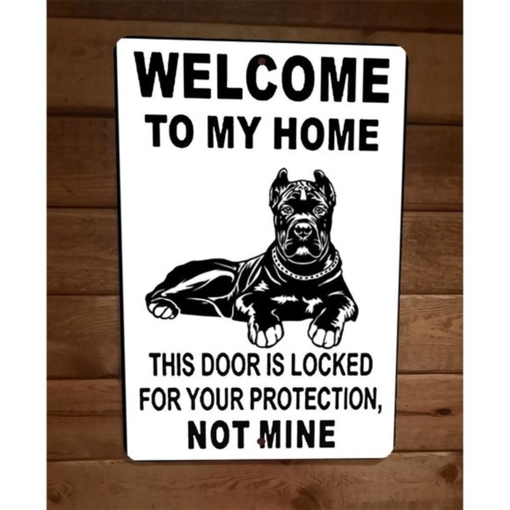 Door is Locked for Your Protection Cane Corso Dog 8x12 Metal Wall Animal Sign